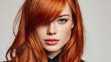 Obraz premium portrait of a beautiful woman shine of the hair, elegant gradient white background