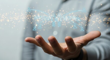 Hand holding digital drone model, representing technology and innovation
