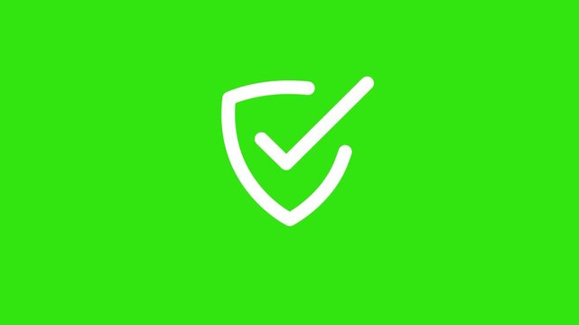 Security sheild check mark icon protection symbol on green background