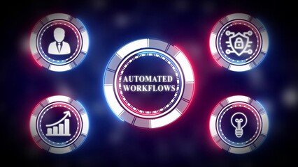 Conceptual illustration of automated workflows depicting business processes and solutions