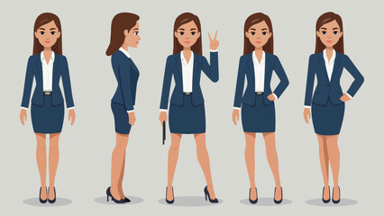 Professional Business Woman Cartoon Character in Various Poses. Flat Design Businesswoman Vector – Professional Office Woman Character with Various Poses. Female Office Worker Illustration Set