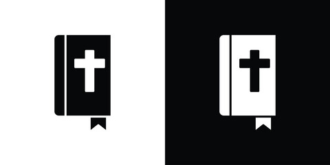 Naklejka premium Bible icon in solid silhouette set. Vector Illustration.