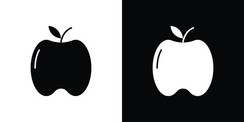 Fototapeta premium Apple icon in solid silhouette set. Vector Illustration.