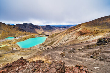 Blick auf die Emerald Lakes - Tongariro Alpine Crossing in Neuseeland
