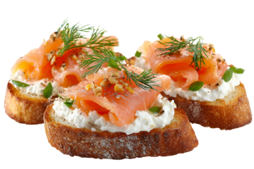 Delicious smoked salmon and cream cheese crostini topped with fresh dill and capers