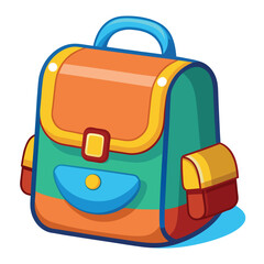 Colorful school backpack illustration in cartoon style.