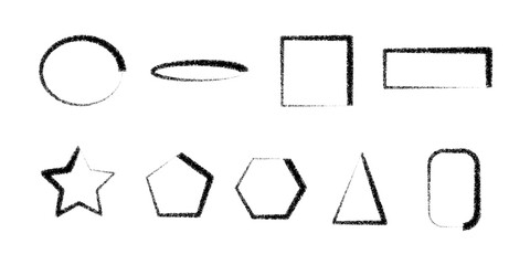 Hand-Drawn Geometric Shape Outline Collection, Sketch Brush Stroke Elements