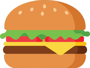 Classic cheeseburger flat icon delicious fast food meal vector