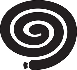 Sausage coil icon silhouette in spiral shape for food, meat, and culinary vector design.