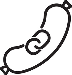 Sausage link silhouette icon in simple line vector for food, meat, and culinary design.