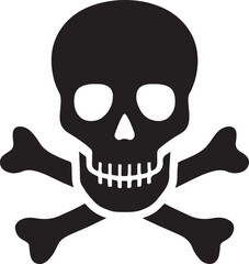 Toxic substance hazard symbol glyph with skull and crossbones for danger and safety signs.