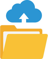 Cloud data storage folder upload digital information transfer vector