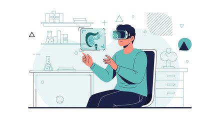 Virtual reality in medicine doctor examining human anatomy with vr headset technology innovative