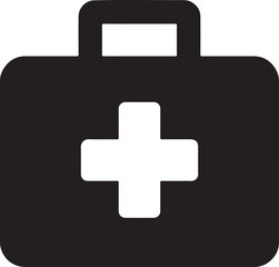 Fototapeta premium First aid kit glyph icon in minimal vector for medical, emergency, and health design.