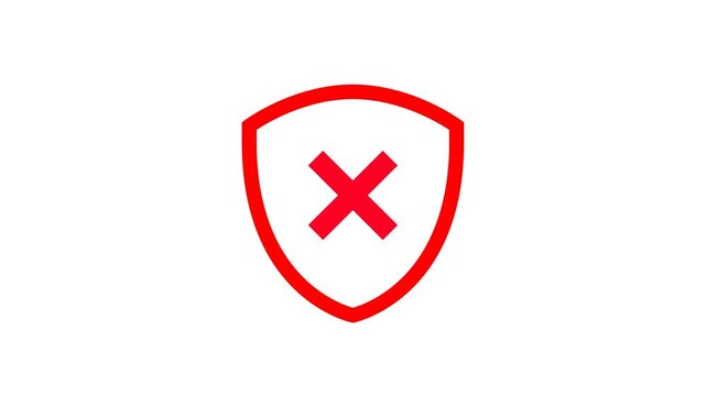 Security sheild cross mark icon protection symbol on white background