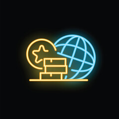 Neon sign showing international delivery with guarantee, great for ecommerce and online shopping themes