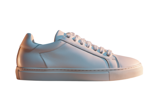 Stylish white leather sneaker with textured surface cut out
