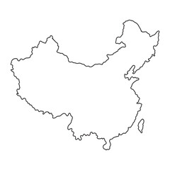 Isolated outline of China's geographical form A clean, minimalist representation of the country's boundaries for various design applications