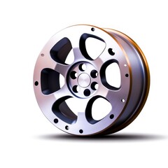 Obraz premium Sleek Silver Alloy Wheel with Five-Spoke Design and Shining Finish