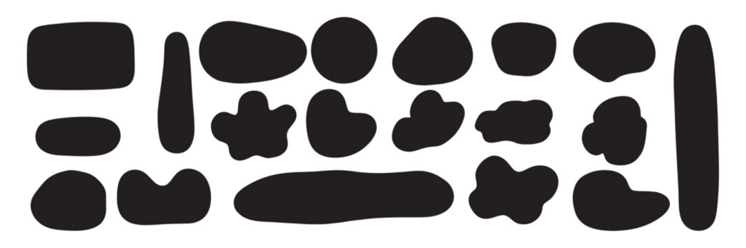 Modern abstract organic shape collection. Abstract organic blob shapes set. Fluid wavy round forms and soft liquid doodle elements. Modern oval background. vector illustration