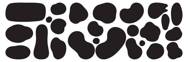 Abstract organic blob shapes set. Fluid wavy round forms and soft liquid doodle elements. Modern oval background vector illustration