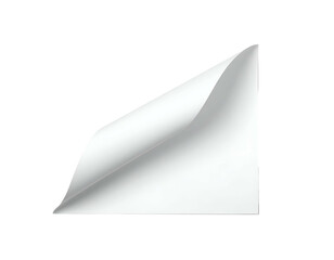 White sheet of paper with curled corner, on black background, 3D effect