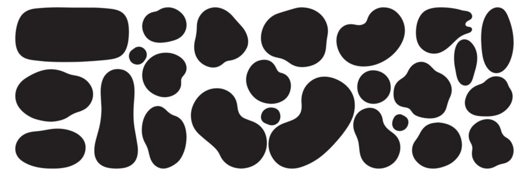 Abstract organic blob shapes set. Fluid wavy round forms and soft liquid doodle elements. Modern oval background vector illustration