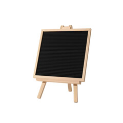 Empty customizable black felt letter board on a natural wooden easel, offering a versatile display surface for messages, quotes, or announcements