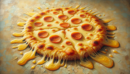 Abstract melted cheese pizza artwork high resolution photo