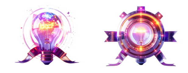 Sat of  Sat of Cutting-Edge Breakthrough Idea – Futuristic Recognition Icon PNG