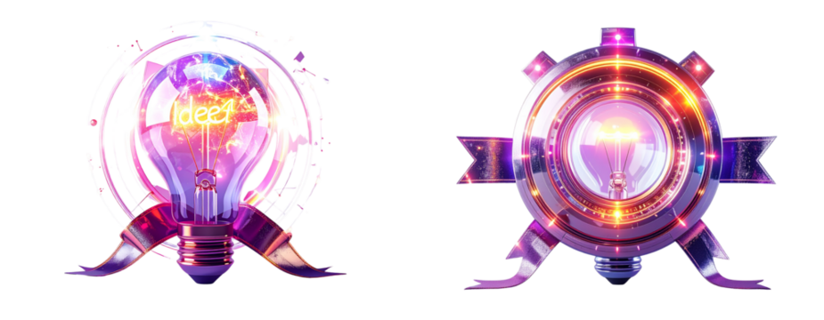 Sat of  Sat of Cutting-Edge Breakthrough Idea – Futuristic Recognition Icon PNG