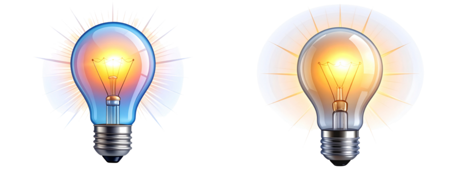 Sat of   Sat of Glowing Lightbulb Inspiration – Bright Idea Concept PNG