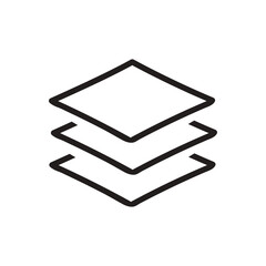 Simple hand-drawn illustration of three stacked geometric shapes, representing layers or data