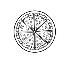 Pizza seamless pattern. Pizza doodle hand drawn. Outline drawing pizza Of clipart symbol, Illustration of pizza for coloring page of kids books.