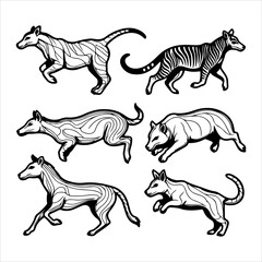 Digital Wild Life Graphic with Jumping Animal Illustration Vector, The Colorful Flat Design Highlights Sport Action and Dynamic Energy for Marketing Visuals.