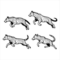 High Quality Scalable Jumping Animal Illustration Vector Set, Featuring Vibrant Dynamic Elements in a Flat Design for Wild Life and Fitness Digital Content.