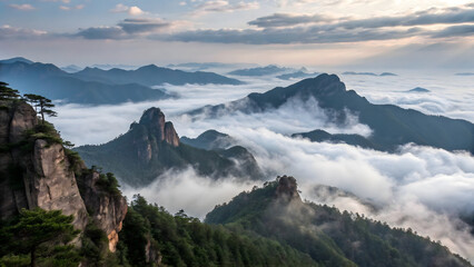 Beautiful view above clouds in mountains