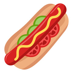 Hotdog with Tomato and Cucumber Slice