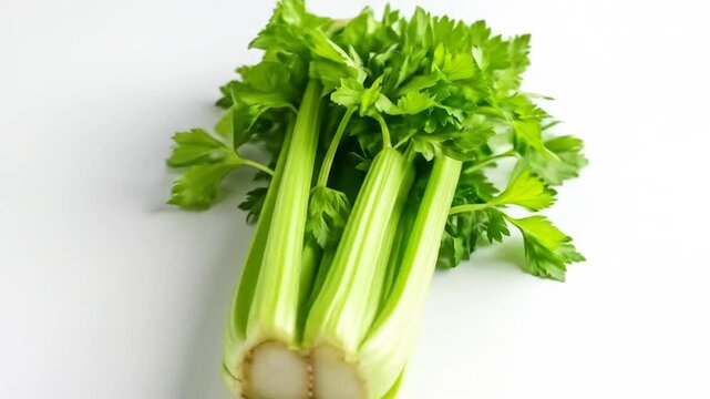 Fresh celery stalks with vibrant green leaves