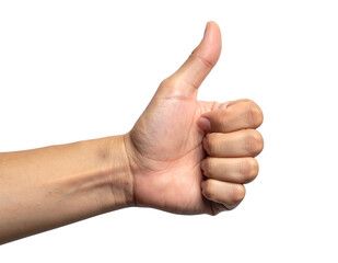 Close-up of a hand giving a thumbs up gesture approval agreement