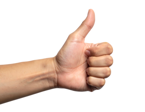 Close-up of a hand giving a thumbs up gesture approval agreement