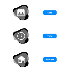 Event Icons Pack.Calendar, Clock, and Location Markers for Web and App Design