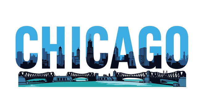 Chicago Cityscape Text Graphic