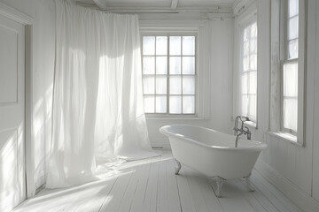 interior of a bathroom, all white