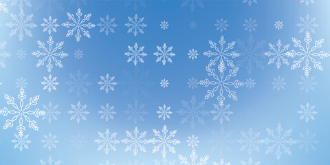 Simple heavy snowflakes design. Wintertime speck freeze shapes. Snowfall weather white blue illustration. Scattered snowflakes december theme. Snow hurricane landscape.