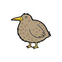 Cute Cartoon Kiwi Bird Illustration Standing Sideways.