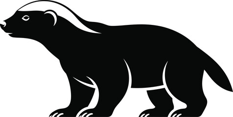 Bold black honey badger silhouette profile isolated animal wildlife nature graphic flat design vector illustration isolated on transparent background