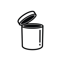 Open Metal Food Can with Lid Raised.