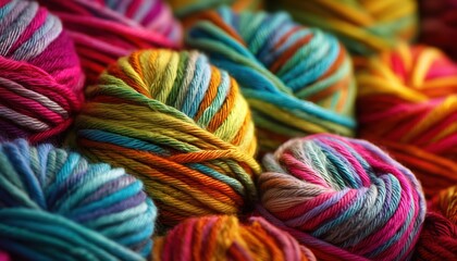 Assorted Yarn Twisted In A Close-Up View Showcasing A Variety Of Different Colors And Textures For Knitting And Crochet Projects.
