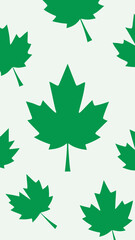Seamless pattern of green maple leaves on a light background